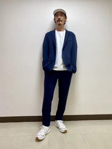 MEN シャドウストライプスーパーストレッチ ジャケット ネイビー