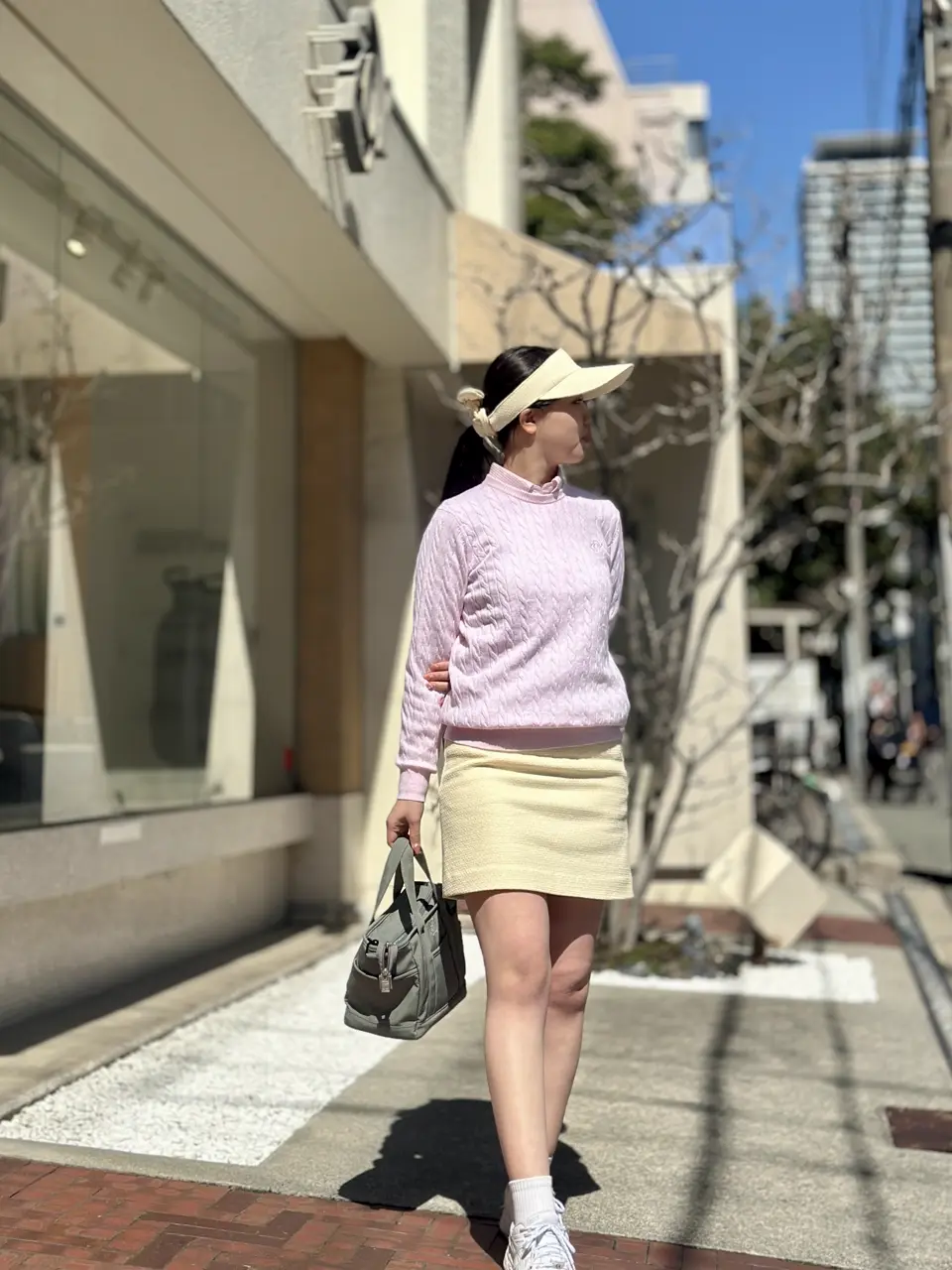 WOMEN ケーブルニット 長袖セーター ピンク