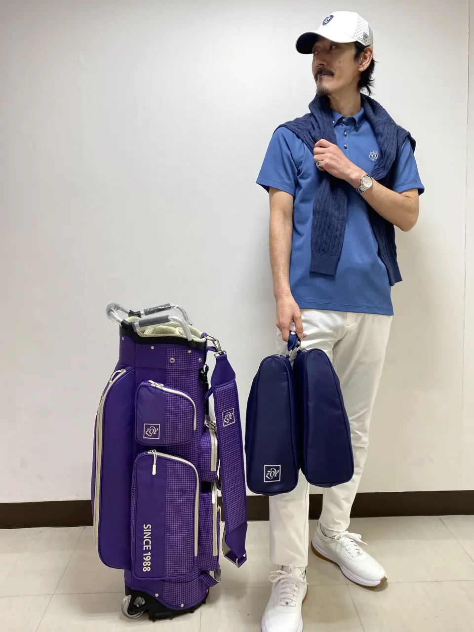 MEN バックパイルサテンストレッチ ロングパンツ ホワイト