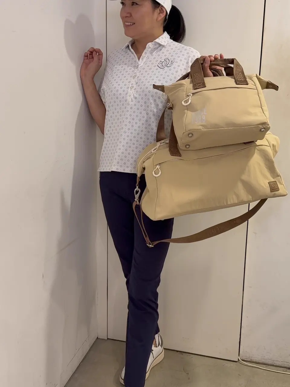 UNISEX ボストンバッグ カフェオレ