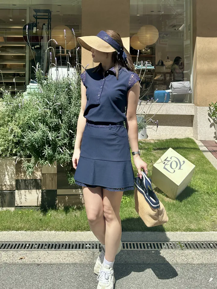 WOMEN GRACECOOL cotton tricot スカート ネイビー