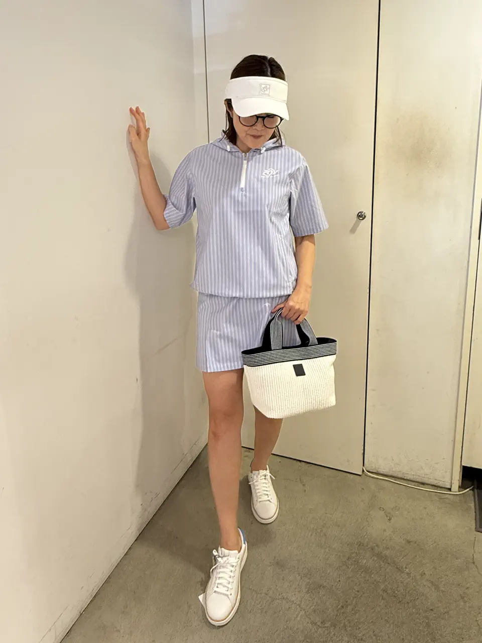 WOMEN FUNCTIONAL TYPEWRITER 半袖シャツ サックス