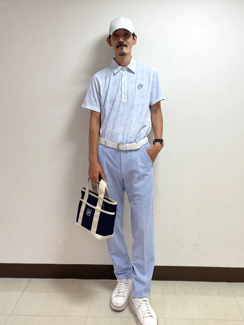 MEN ドットボタニカルPT 半袖シャツ ミントグリーン