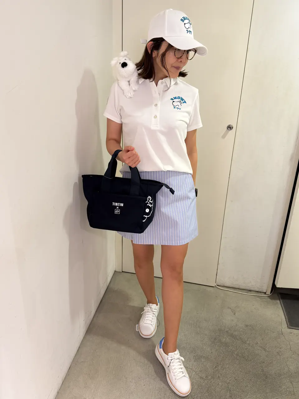WOMEN FUNCTIONAL TYPEWRITER スカート ブルー