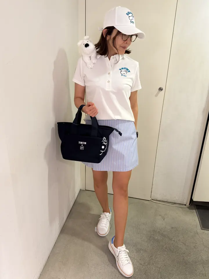 WOMEN FUNCTIONAL TYPEWRITER スカート ブルー