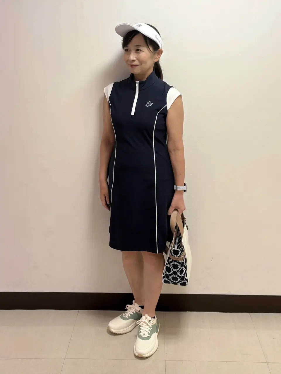WOMEN ハイパワーストレッチジャージー ワンピース ネイビー
