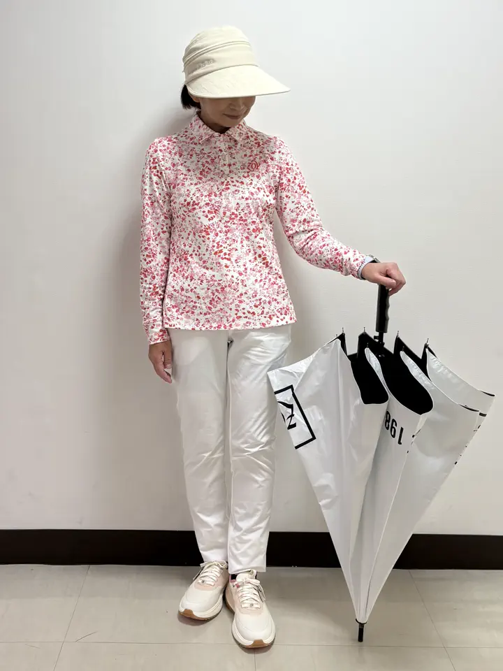 WOMEN バックパイルサテンストレッチ ロングパンツ ホワイト