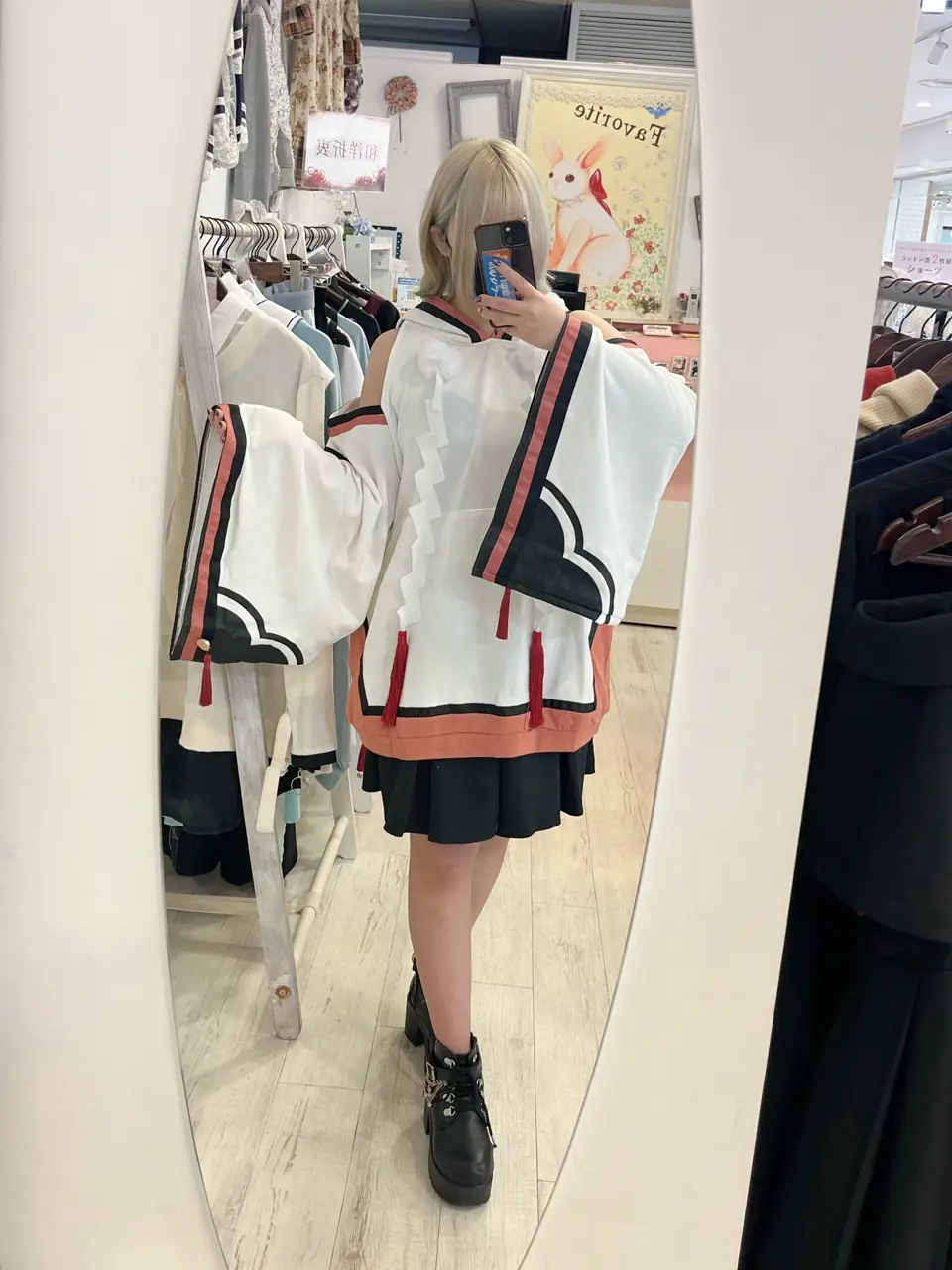 パーカー ユニセックス ビッグシルエット 和 和袖 お狐さま｜ Favorite