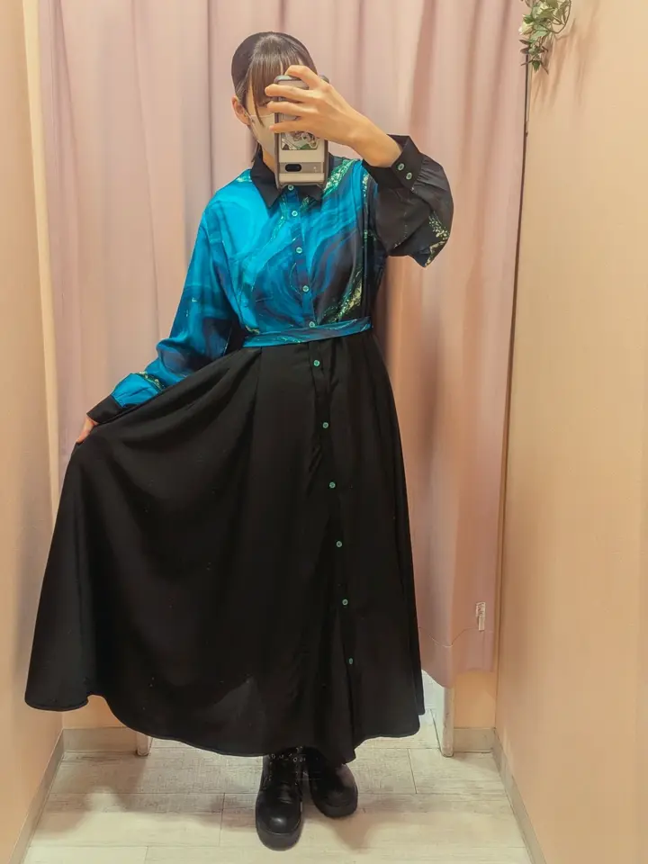 絵具溶ける絵画クラシカルシャツワンピース ｜ Favoriteオリジナル