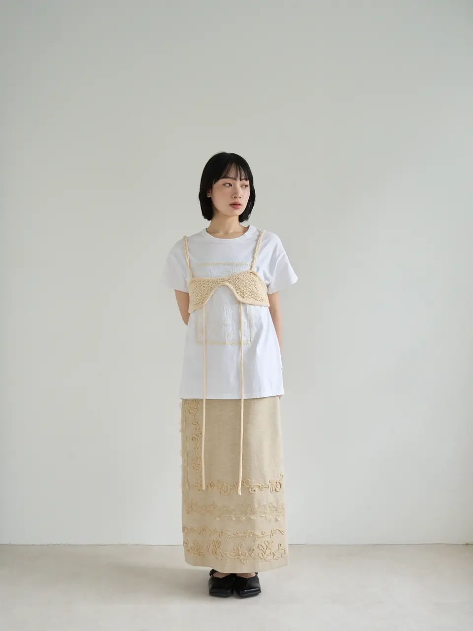 ワンピース Eaphi EMBROIDERY LINEN LIKE ONEPIECE EMBROIDERY LINEN LIKE ONEPIECE