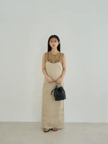 EMBROIDERY LINEN LIKE ONEPIECE