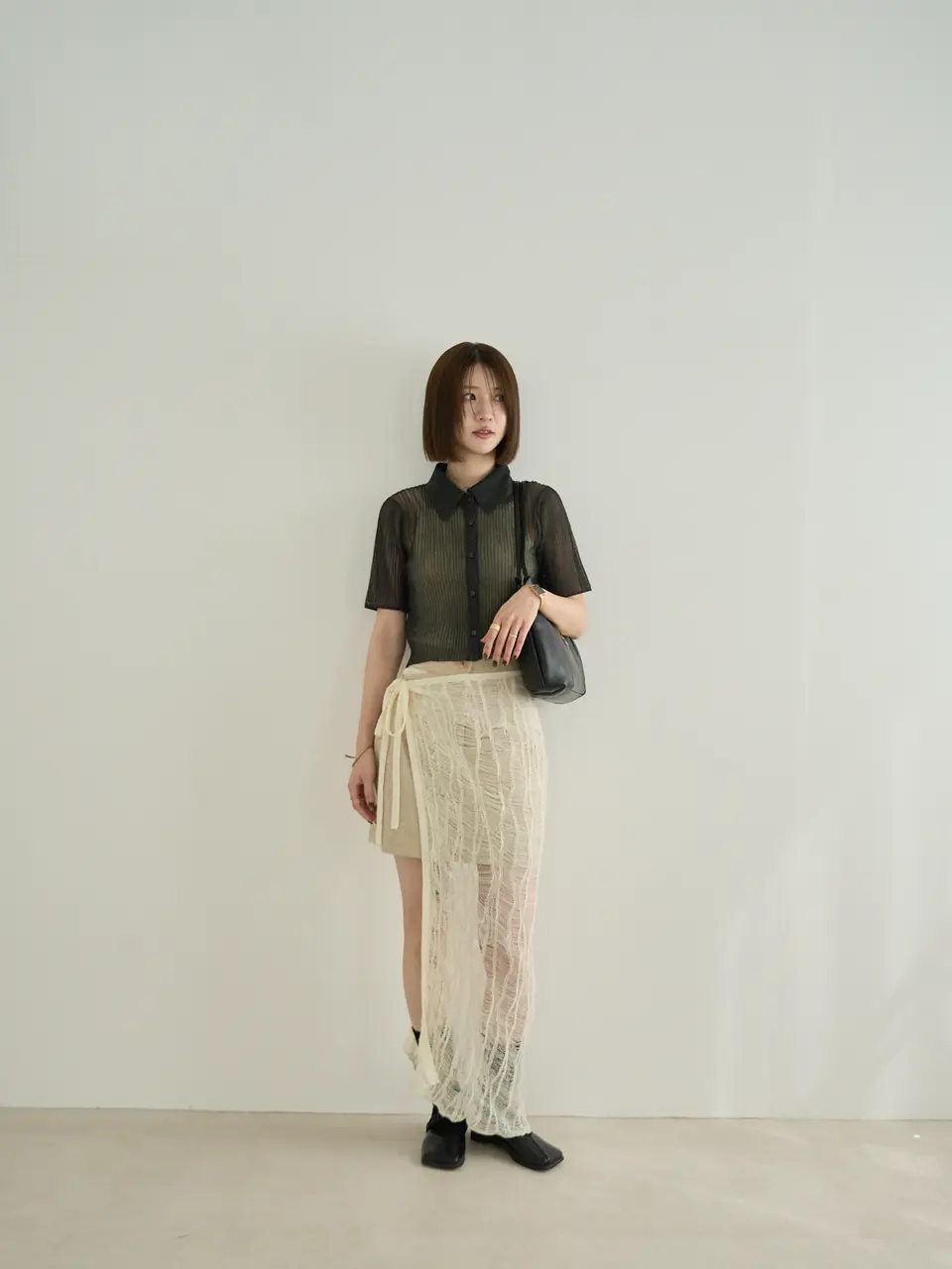 LINEN LIKE TIGHT SKIRT