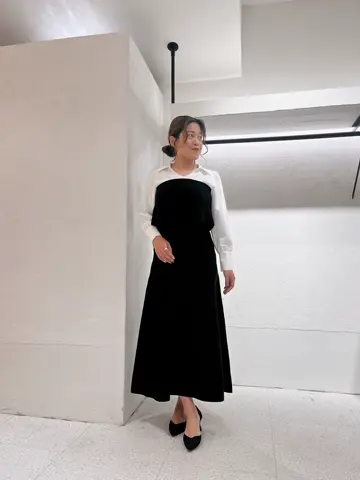 ピヌエ シャツスリーブワンピース 切り替え ドッキングワンピース ギンガムチェック ワンピース レディース 夏 春 ドッキング