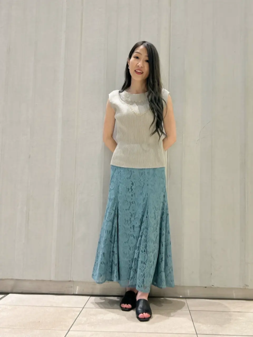 SALE】前後2wayドライタッチノースリーブリブニットプルオーバー