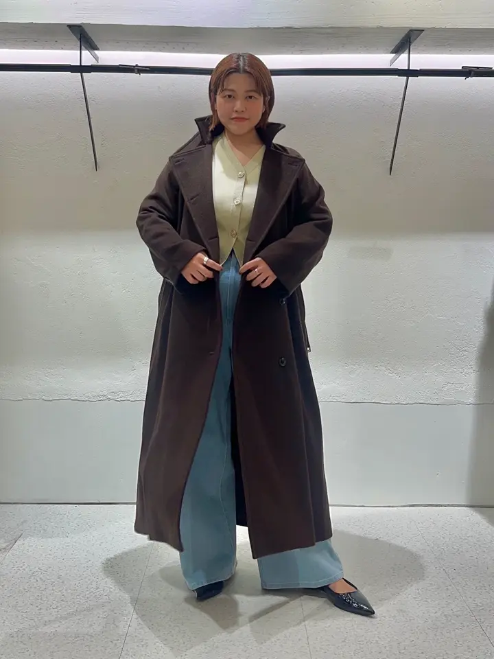 新品 AVENIRETOILE ウール ベルテッドロングコート 低身長/小柄のスタイルアップ術】暖かさもばっちり！どんな