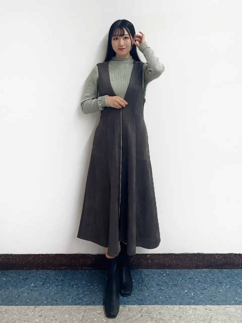 ふぅか出品　② SALE】前後2wayフェイクスエード前ZIPフレアジャンスカ - 12Twelve