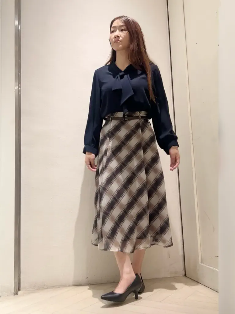ベルト付チェック柄シアースカート - 12Twelve Agenda(トゥエルブ
