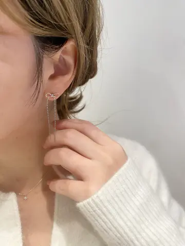 【alice in w】　クローバーネックレスとイヤリングのセット リーフジルコニアネックレス＆イヤリング/ピアスセット ネックレス