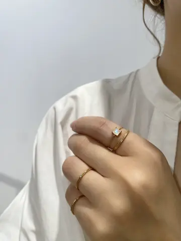 K18gp〉スクエアレインボームーンストーンチェーンリング - 12Twelve