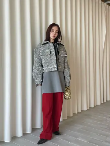 OTONA MUSE FRINGE TWEED SHORT JACKET