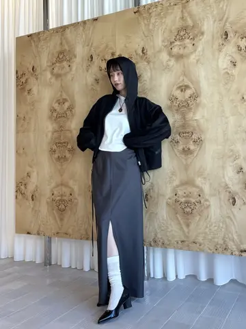 STRIPE DARWSTRING LONG SKIRT