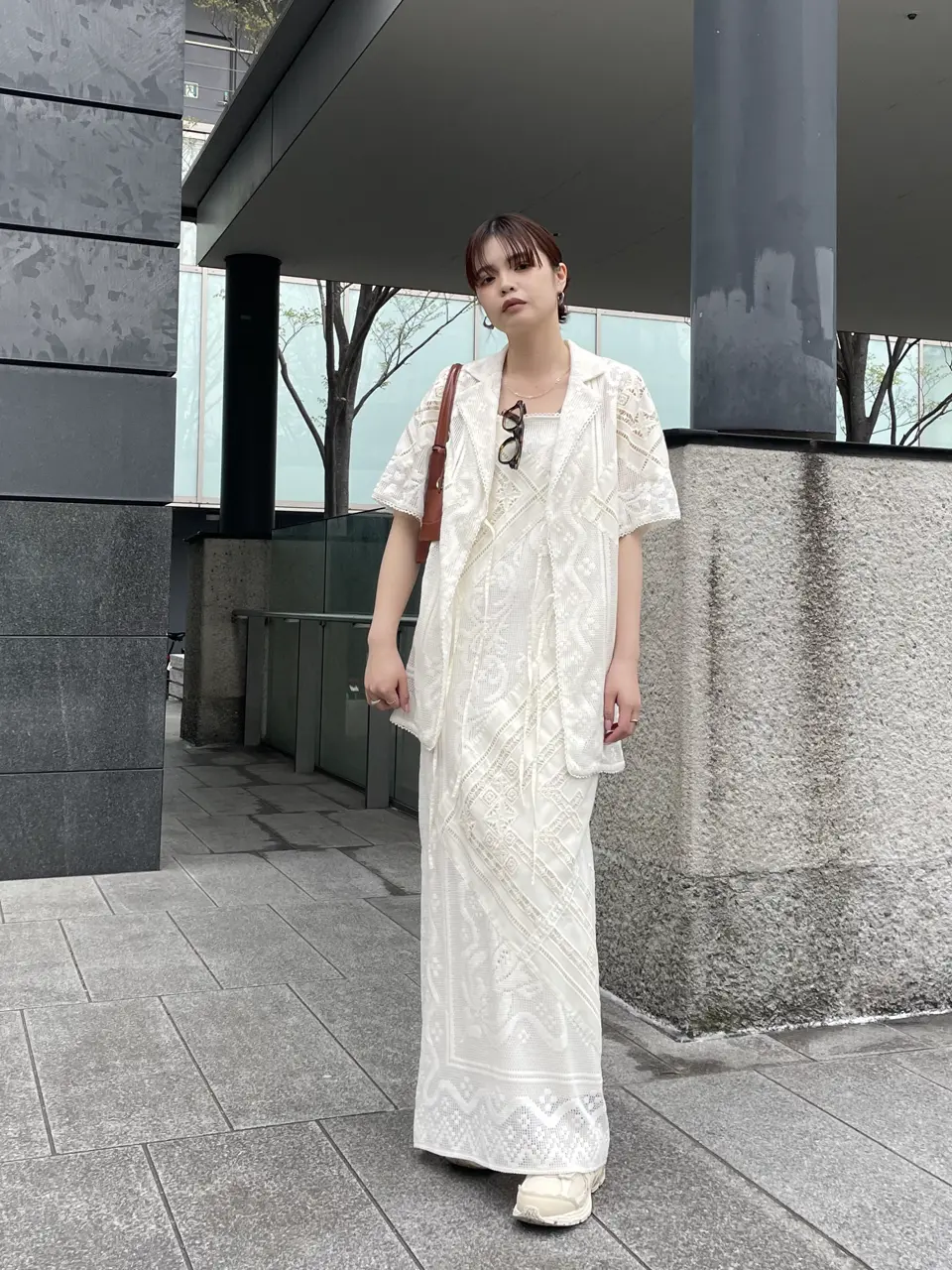 LACE COMBI HALF SLEEVE JACKET SHIRT