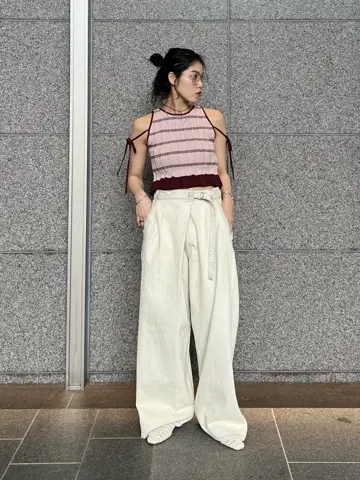 WRAP DENIM WIDE PANTS