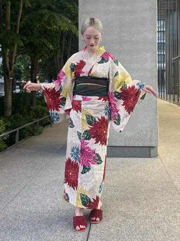 KEITAMARUYAMA × Ameri BEIGE FLOWER YUKATA