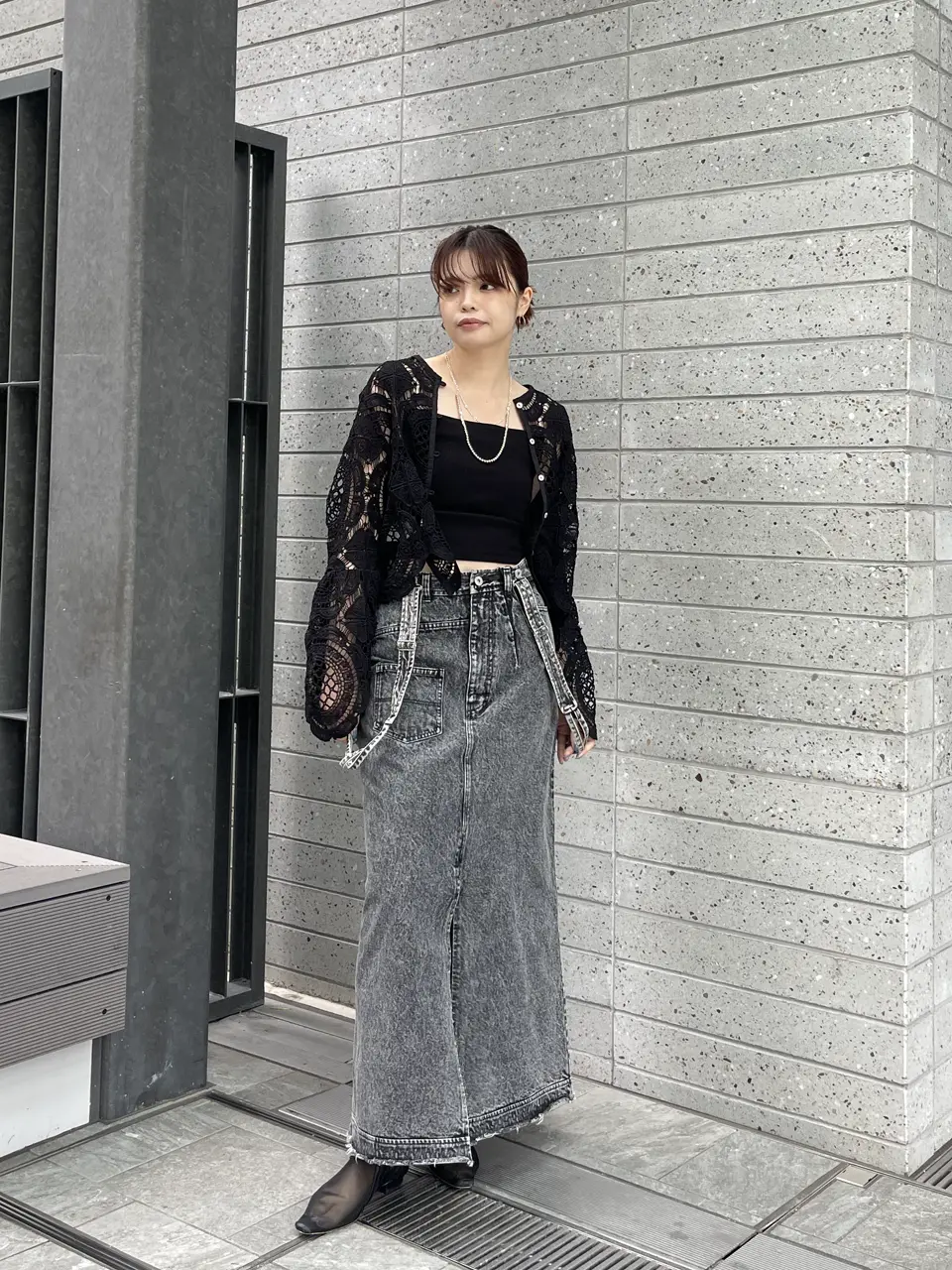 【★超目玉】 INVERT MEDI SUSPENDER SKIRT DENIM スカート