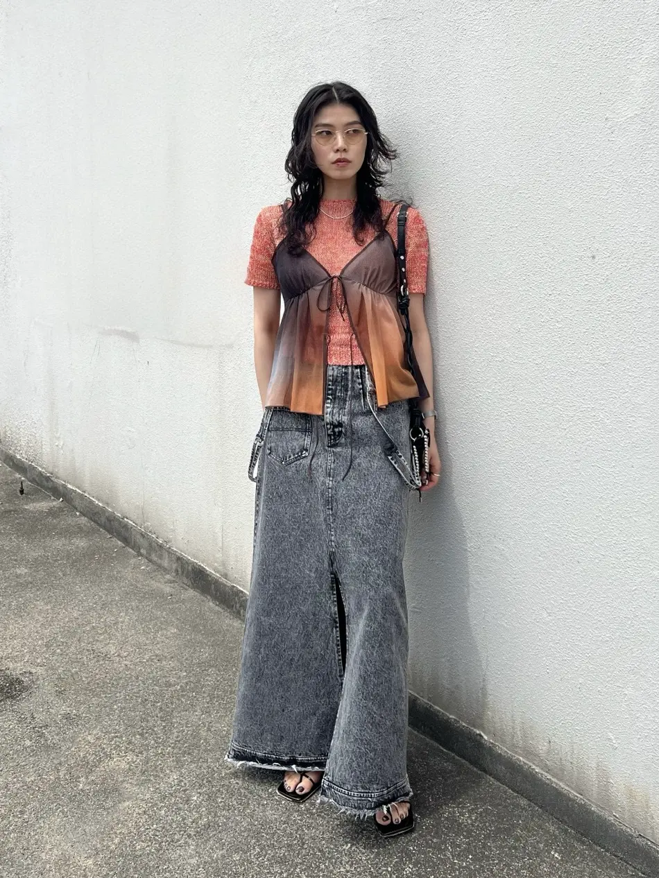 MEDI INVERT SUSPENDER DENIM SKIRT 25インチ Ameri♡ MEDI INVERT SUSPENDER DENIM SKIRT