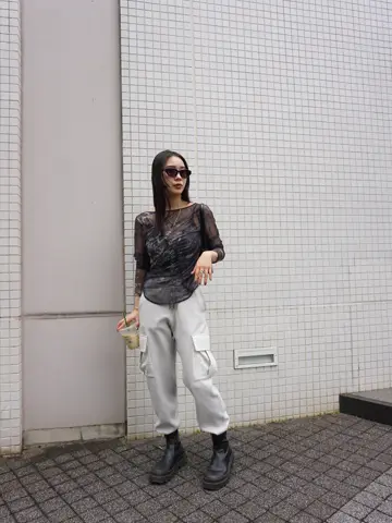 トップス MEDI TROMPE L'OEIL LACE PRINT SKIN TOP MEDI 2WAY TROMPE L'OEIL LACE PRINT SKIN TOP