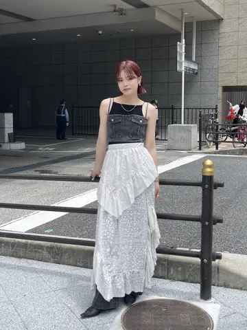 MEDI TROMPE L'OEIL RUFFLE SLIT SKIRT