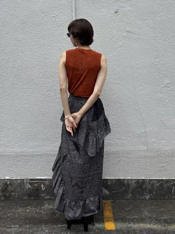 スカート MEDI TROMPE L'OEIL RUFFLE SLIT SKIRT MEDI TROMPE L'OEIL RUFFLE SLIT SKIRT