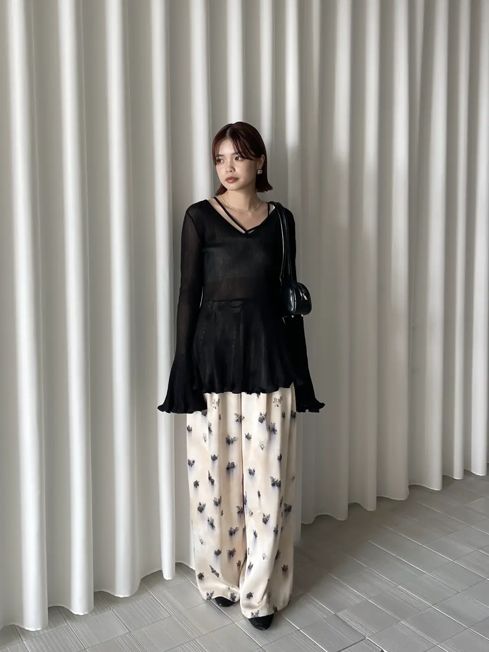 パンツ AmeriVINTAGE CLARA SATIN TUCK PANTS CLARA SATIN TUCK PANTS