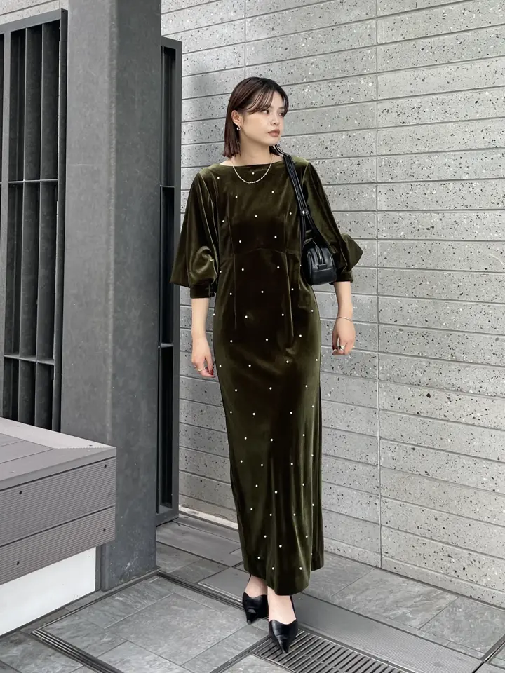 スーツ・フォーマル・ドレス Ameri BACK OPEN PEARL VELOUR DRESS BACK OPEN PEARL VELOUR DRESS（ドレス）｜Ameri（アメリ）の