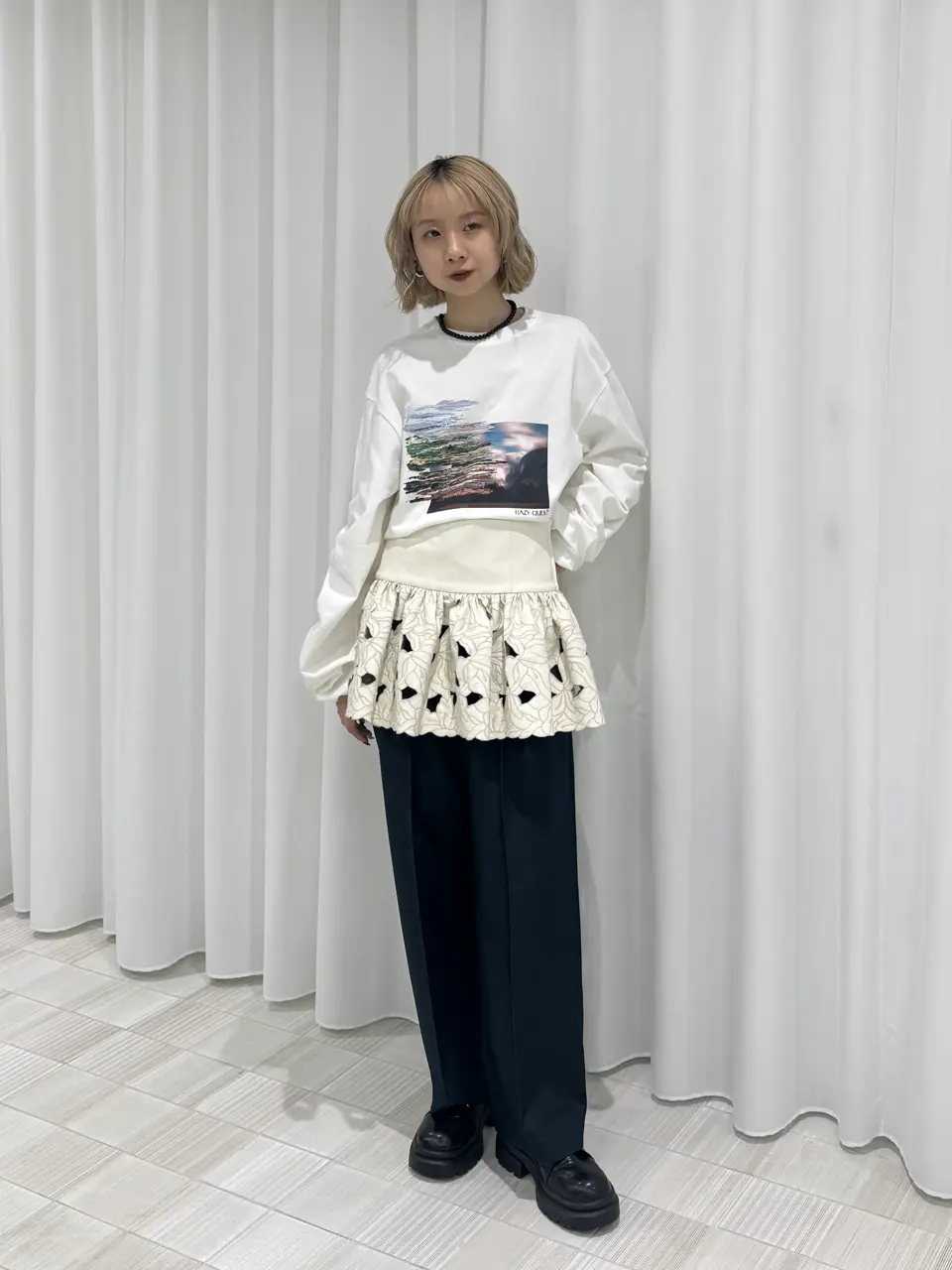 新品タグ付き アメリ UND OIL PAINTING GATHER TOP UND OIL PAINTING