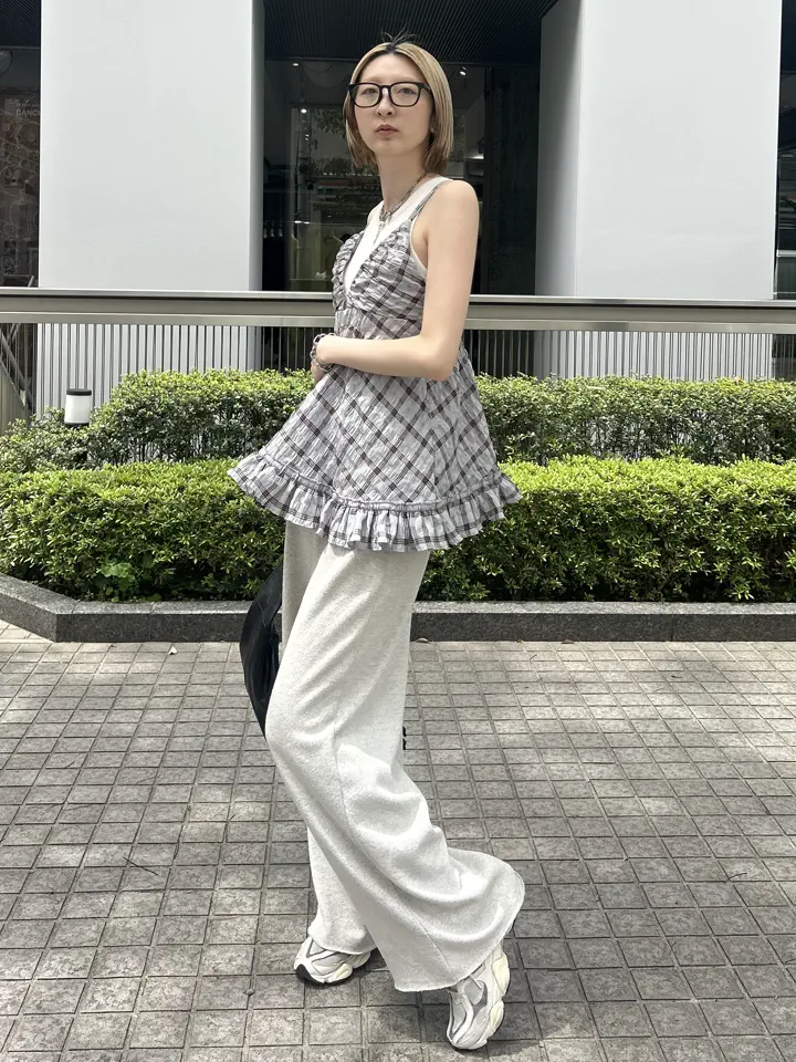 トップス AMERI VINTAGE UNEVENNESS CHECK TUNIC TOP UNEVENNESS CHECK TUNIC TOP