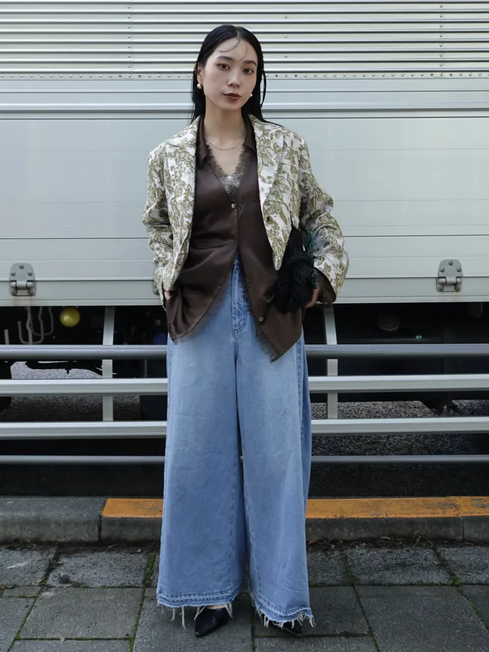 CROPPED CUT JACQUARD JACKET
