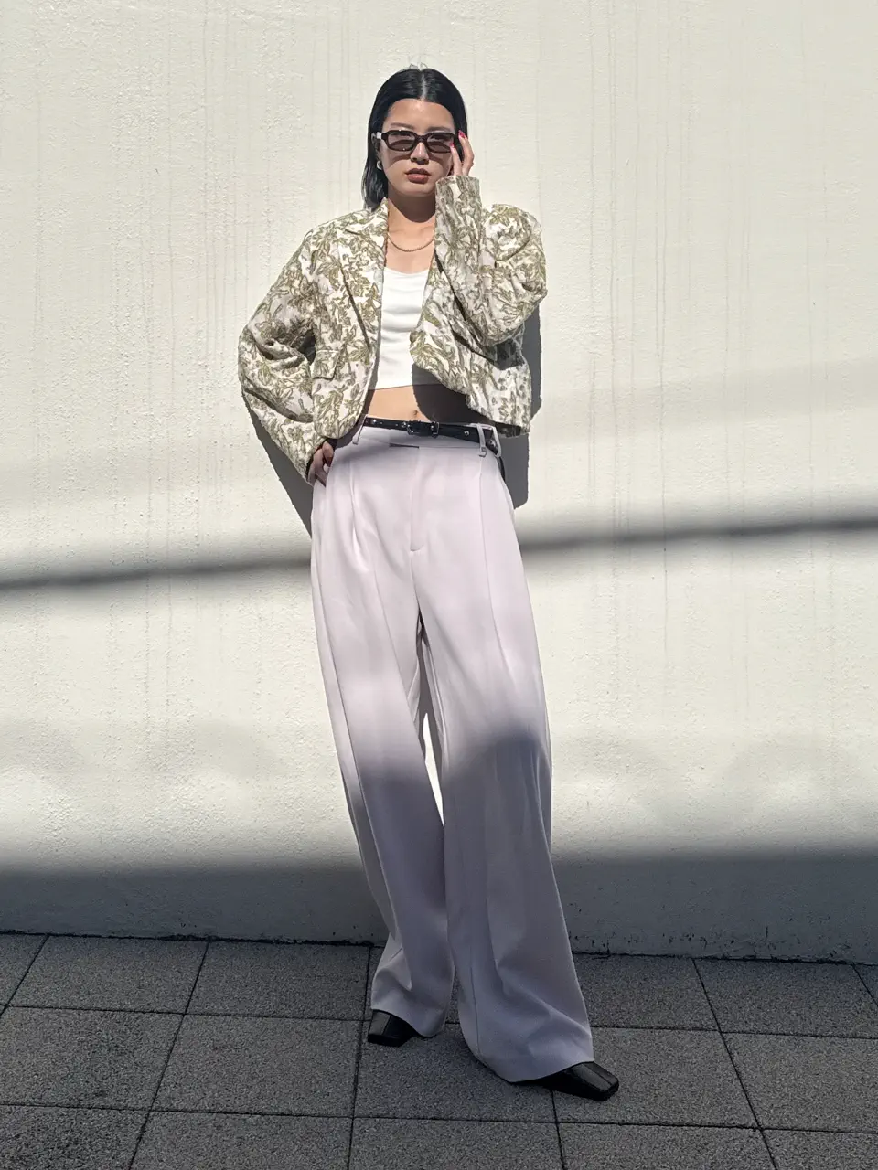 CROPPED CUT JACQUARD JACKET