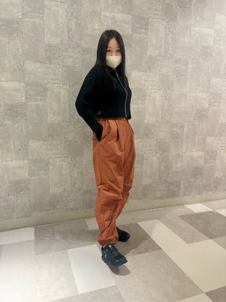 emmi atelier 撥水ウエストゴム パラシュートパンツ M selectshopmu_13wfp234035