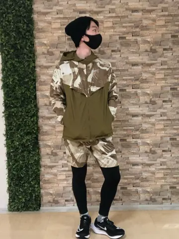 NIKE カーキ迷彩 ウィンドランナー レペル Sサイズ カモ柄 上下