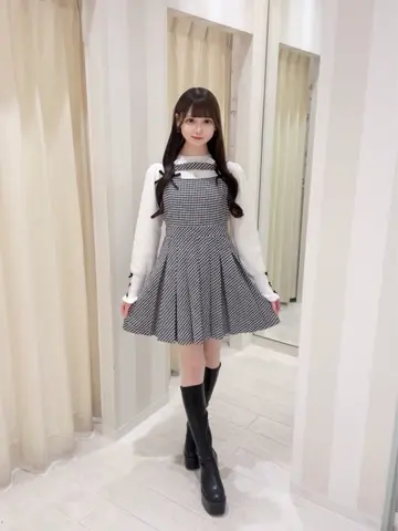 evelyn チェックプリーツワンピース OP 千鳥柄 10%OFF】 evelyn チェックプリーツOP 千鳥 ワンピース