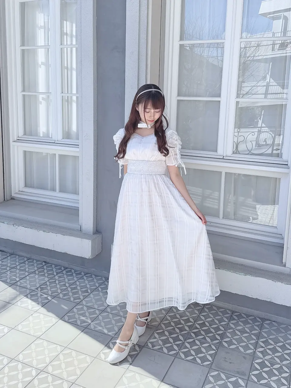 evelyn チョーカー付きロングOP ロングワンピース オフホワイト チョーカー付きロングOP|evelyn(エブリン)公式通販サイト