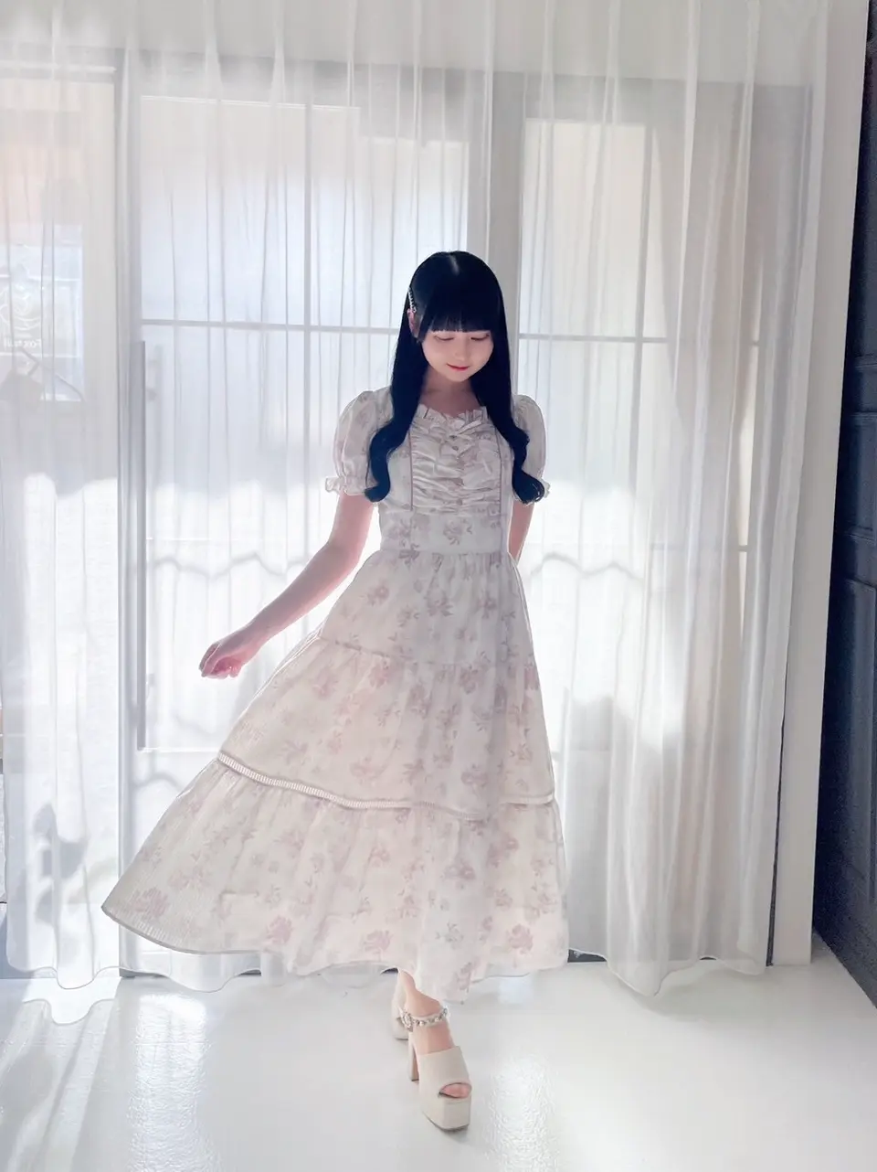 ☆ERDEM☆ エレガントフラワープリントデニムドレス♪ 花柄ギャザーロングOP|evelyn(エブリン)公式通販サイト