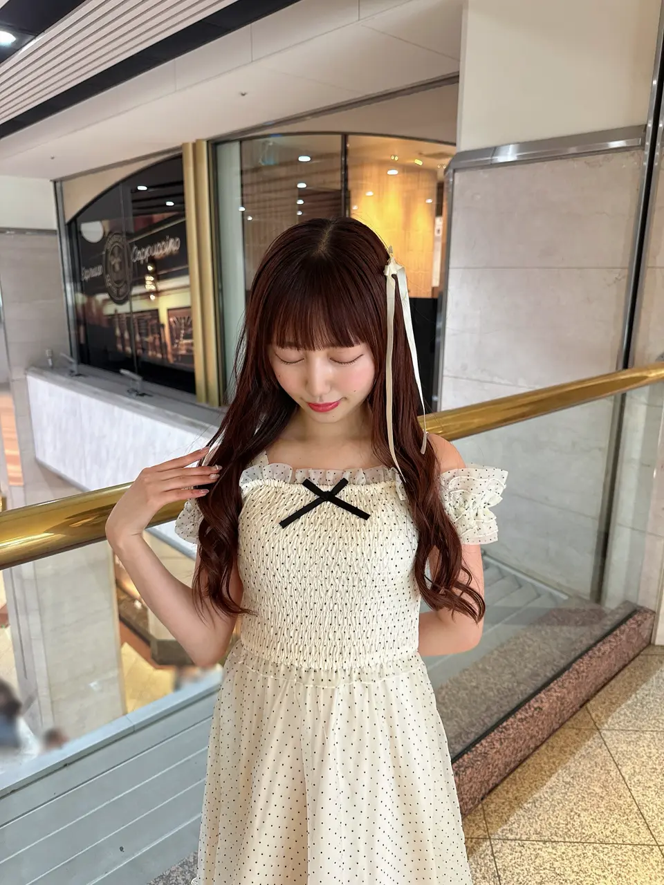 オフショルワンピース ロング ドット フリル襟 韓国系 g3205 ドットフリルオフショルOP|evelyn(エブリン)公式通販サイト