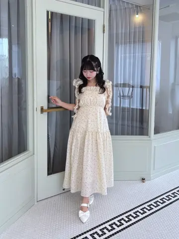 evelyn 花柄ラメフリルOP ブルー F ラメフリル花柄OP｜evelyn（エブリン）公式通販サイト
