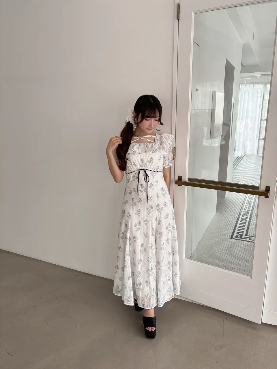 evelyn バストリボン花柄op ロングワンピース リボン花柄ロングOP｜evelyn（エブリン）公式通販サイト