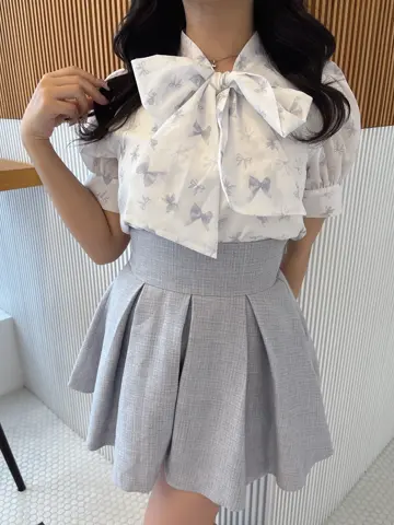 evelyn オリジナルリボン柄op アイスブルー フリー オリジナルリボン柄ワンピース｜evelyn（エブリン）公式通販サイト