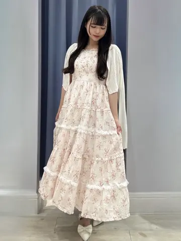 evelyn レースティアードOP ミニワンピース ブラック レース