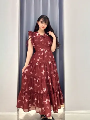 evelyn オリジナルリボン柄ワンピース evelyn オリジナルリボン柄 